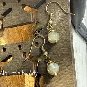 Vintage-Inspired Bead Drop Earrings • Heirloom Charm + LABRADORITE 6mm